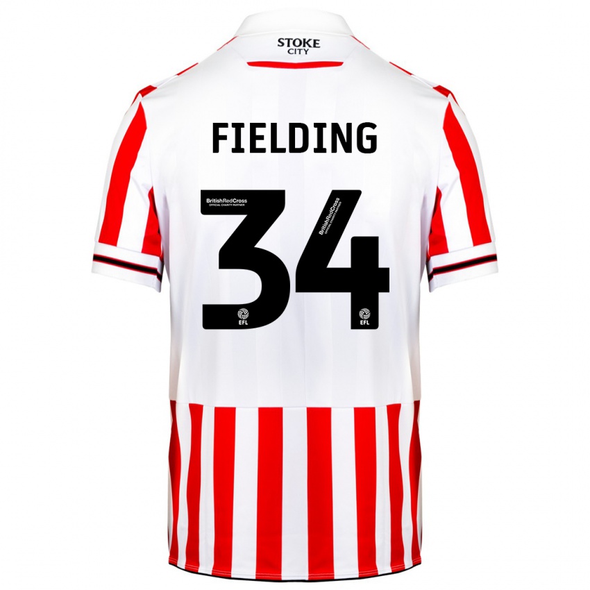 Hombre Camiseta Frank Fielding #34 Rojo Blanco 1ª Equipación 2023/24 La Camisa Argentina