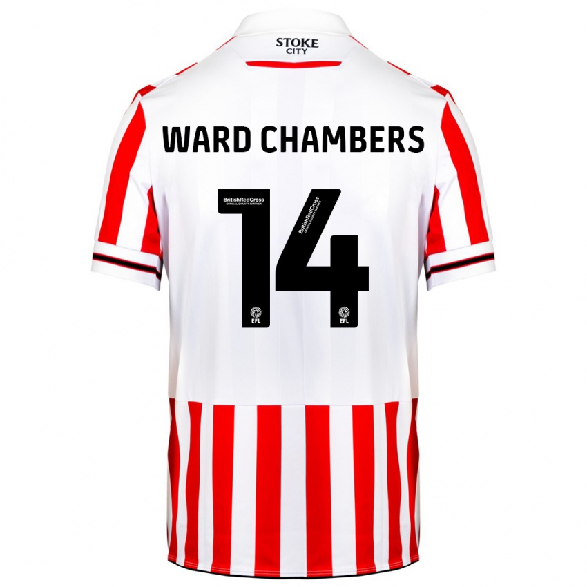 Hombre Camiseta Courtnay Ward-Chambers #14 Rojo Blanco 1ª Equipación 2023/24 La Camisa Argentina