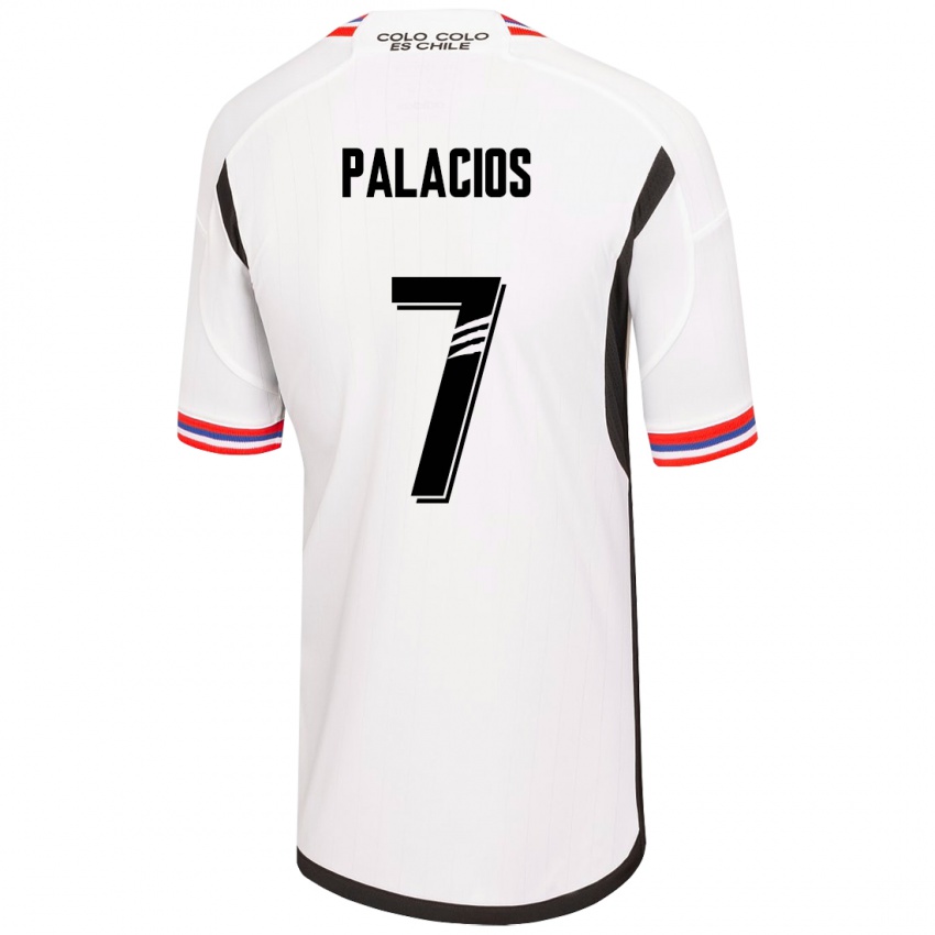 Hombre Camiseta Carlos Palacios #7 Blanco 1ª Equipación 2023/24 La Camisa Argentina