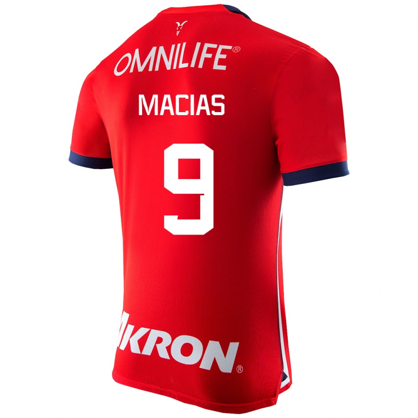Hombre Camiseta José Juan Macías #9 Rojo 1ª Equipación 2023/24 La Camisa Argentina