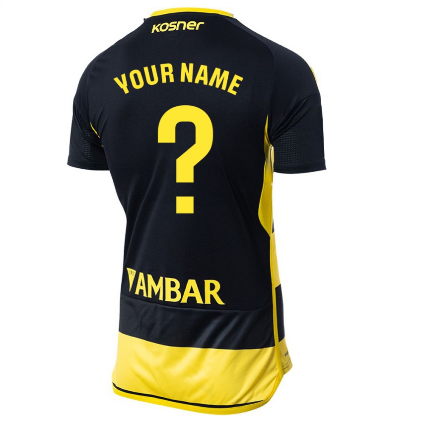 Hombre Camiseta Su Nombre #0 Negro Amarillo 2ª Equipación 2023/24 La Camisa Argentina