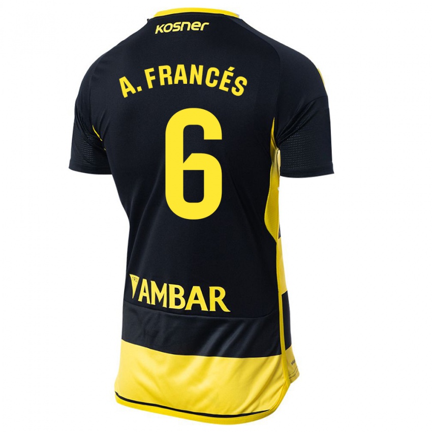 Hombre Camiseta Alejandro Francés #6 Negro Amarillo 2ª Equipación 2023/24 La Camisa Argentina