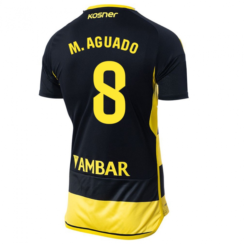 Hombre Camiseta Marc Aguado #8 Negro Amarillo 2ª Equipación 2023/24 La Camisa Argentina