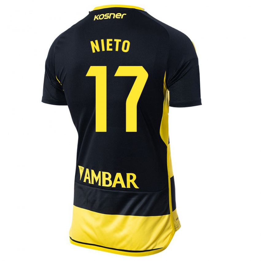 Hombre Camiseta Carlos Nieto #17 Negro Amarillo 2ª Equipación 2023/24 La Camisa Argentina