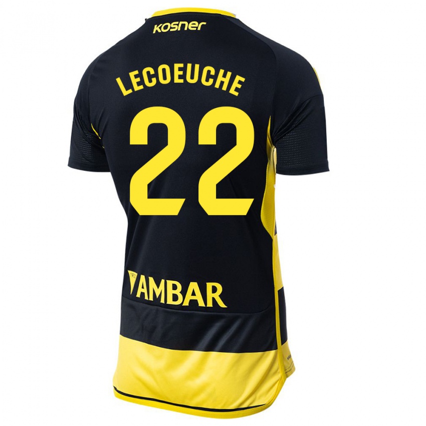 Hombre Camiseta Quentin Lecoeuche #22 Negro Amarillo 2ª Equipación 2023/24 La Camisa Argentina