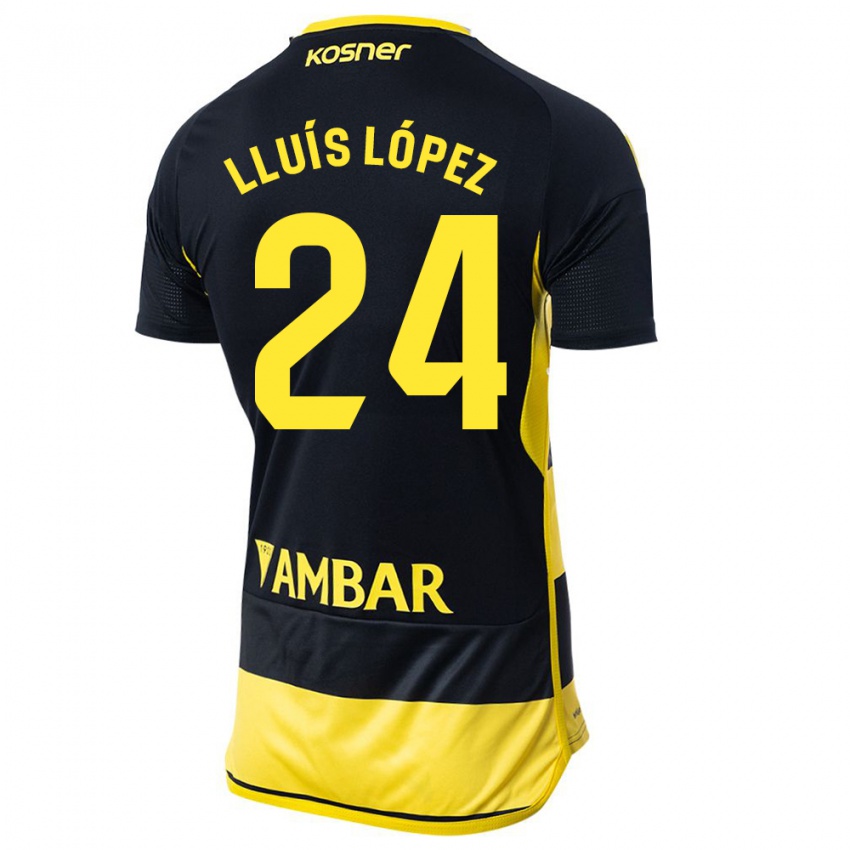 Hombre Camiseta Lluís López #24 Negro Amarillo 2ª Equipación 2023/24 La Camisa Argentina