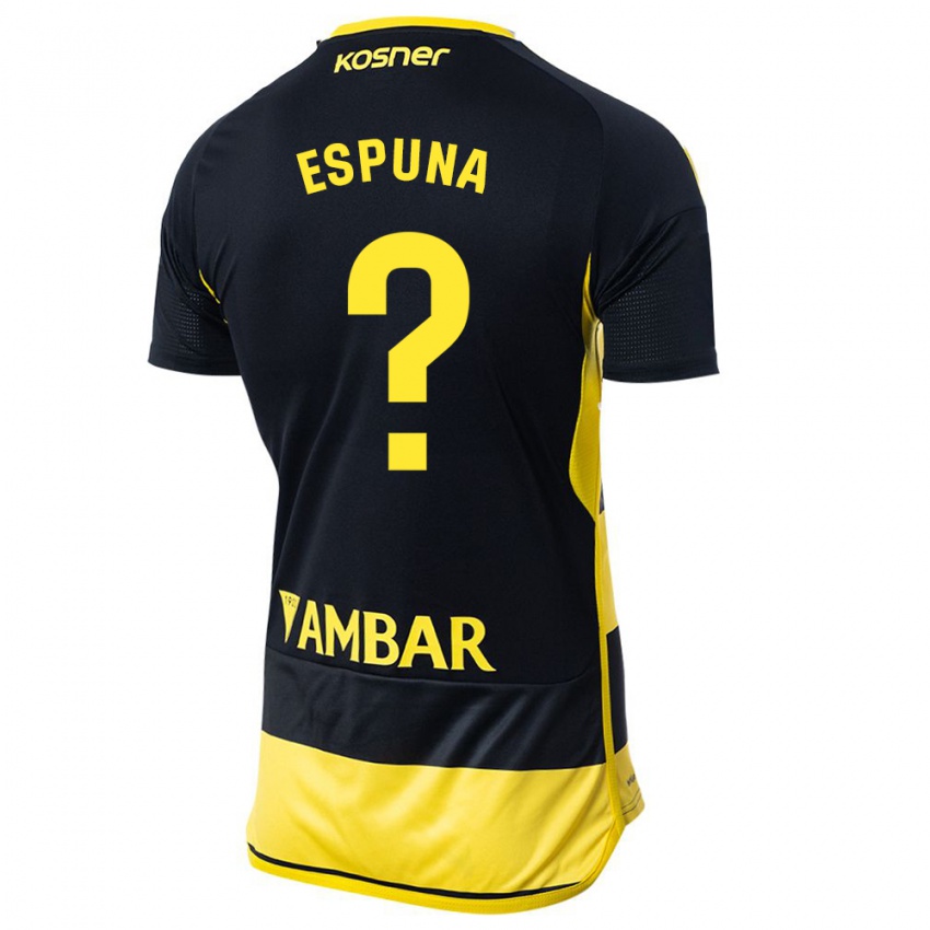 Hombre Camiseta Nico Espuña #0 Negro Amarillo 2ª Equipación 2023/24 La Camisa Argentina