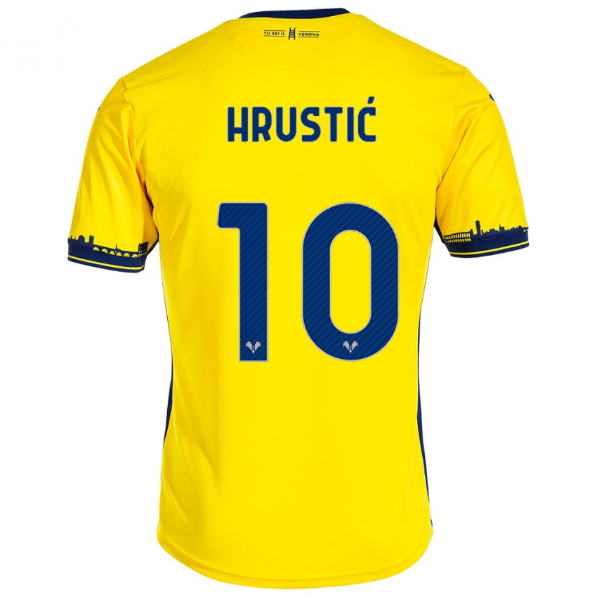 Hombre Camiseta Ajdin Hrustic #10 Amarillo 2ª Equipación 2023/24 La Camisa Argentina