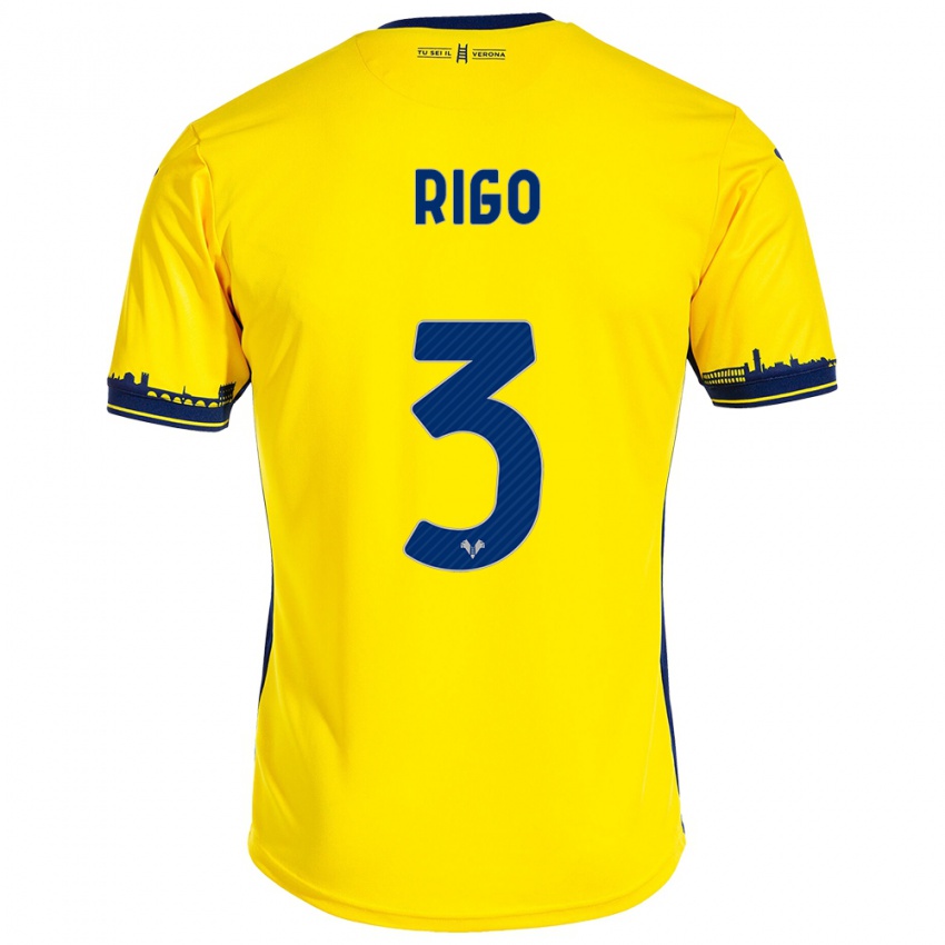 Hombre Camiseta Mattia Rigo #3 Amarillo 2ª Equipación 2023/24 La Camisa Argentina