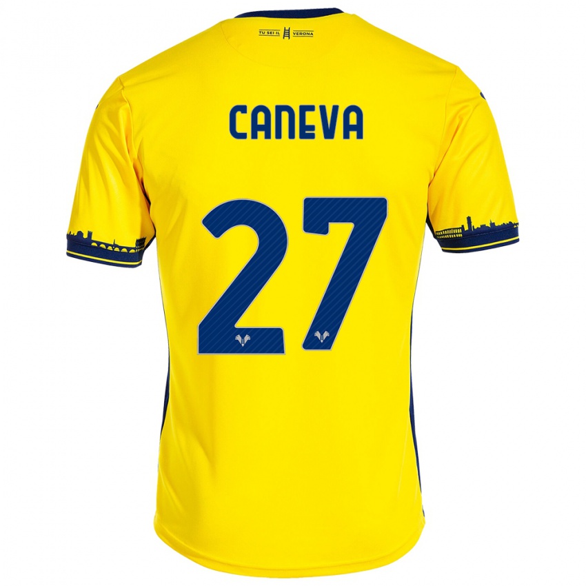 Hombre Camiseta Elia Caneva #27 Amarillo 2ª Equipación 2023/24 La Camisa Argentina