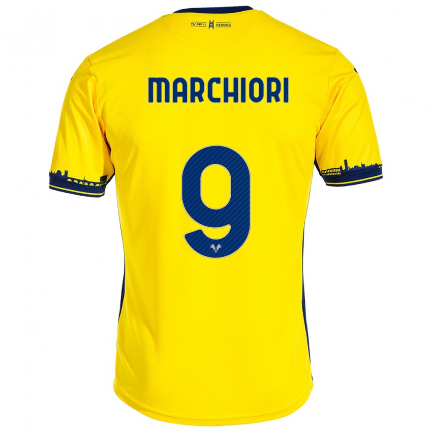 Hombre Camiseta Giorgia Marchiori #9 Amarillo 2ª Equipación 2023/24 La Camisa Argentina