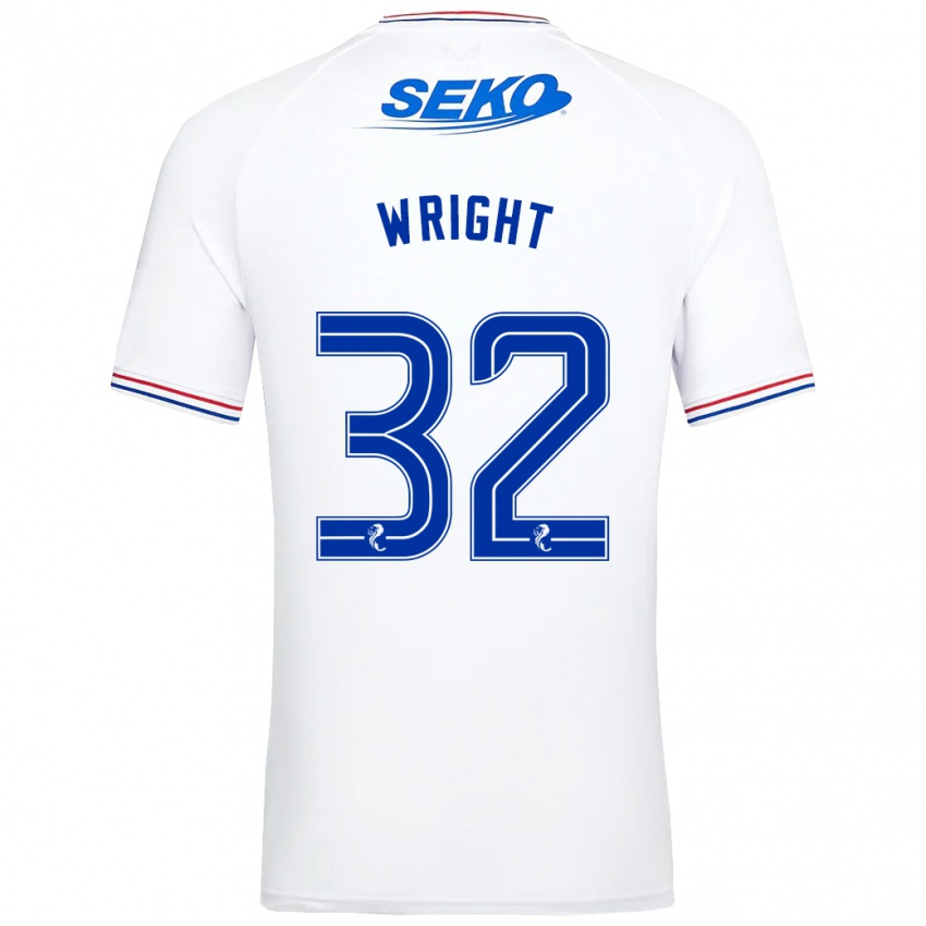 Hombre Camiseta Kieran Wright #32 Blanco 2ª Equipación 2023/24 La Camisa Argentina