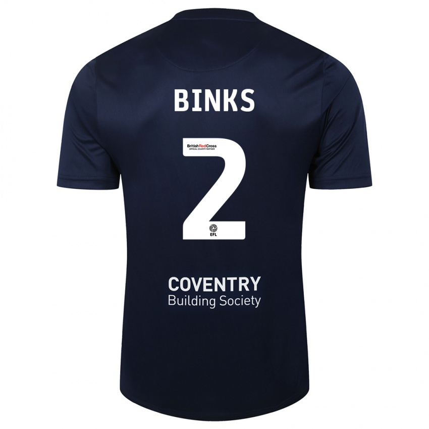 Hombre Camiseta Luis Binks #2 Rojo Azul Marino 2ª Equipación 2023/24 La Camisa Argentina