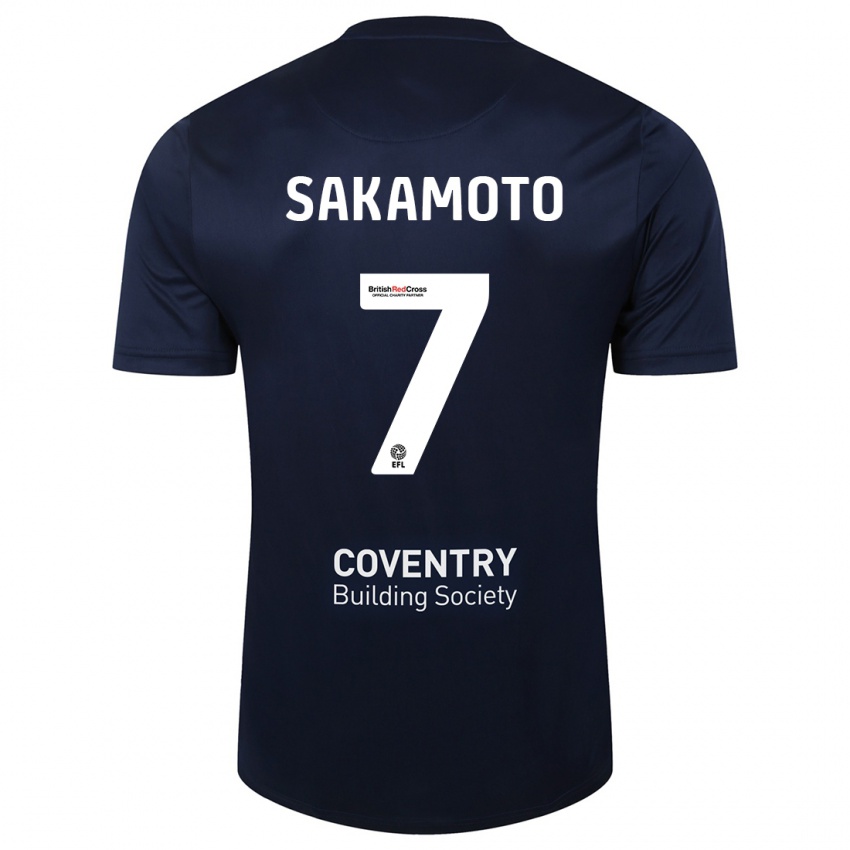 Hombre Camiseta Tatsuhiro Sakamoto #7 Rojo Azul Marino 2ª Equipación 2023/24 La Camisa Argentina