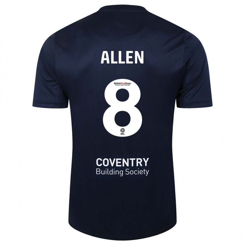 Hombre Camiseta Jamie Allen #8 Rojo Azul Marino 2ª Equipación 2023/24 La Camisa Argentina