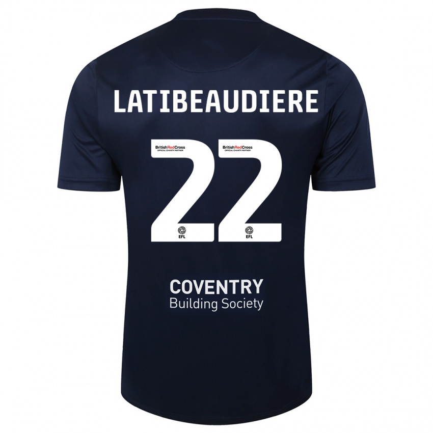 Hombre Camiseta Joel Latibeaudiere #22 Rojo Azul Marino 2ª Equipación 2023/24 La Camisa Argentina