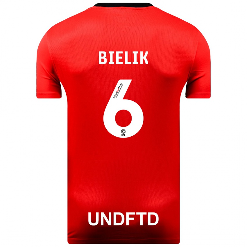 Hombre Camiseta Krystian Bielik #6 Rojo 2ª Equipación 2023/24 La Camisa Argentina