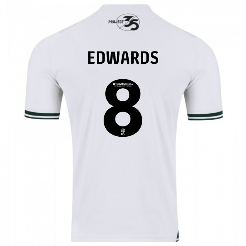 Hombre Camiseta Joe Edwards #8 Blanco 2ª Equipación 2023/24 La Camisa Argentina