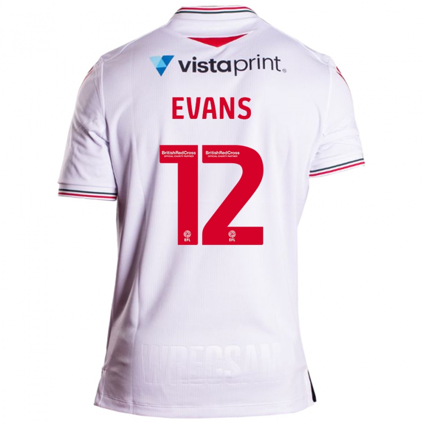 Hombre Camiseta George Evans #12 Blanco 2ª Equipación 2023/24 La Camisa Argentina