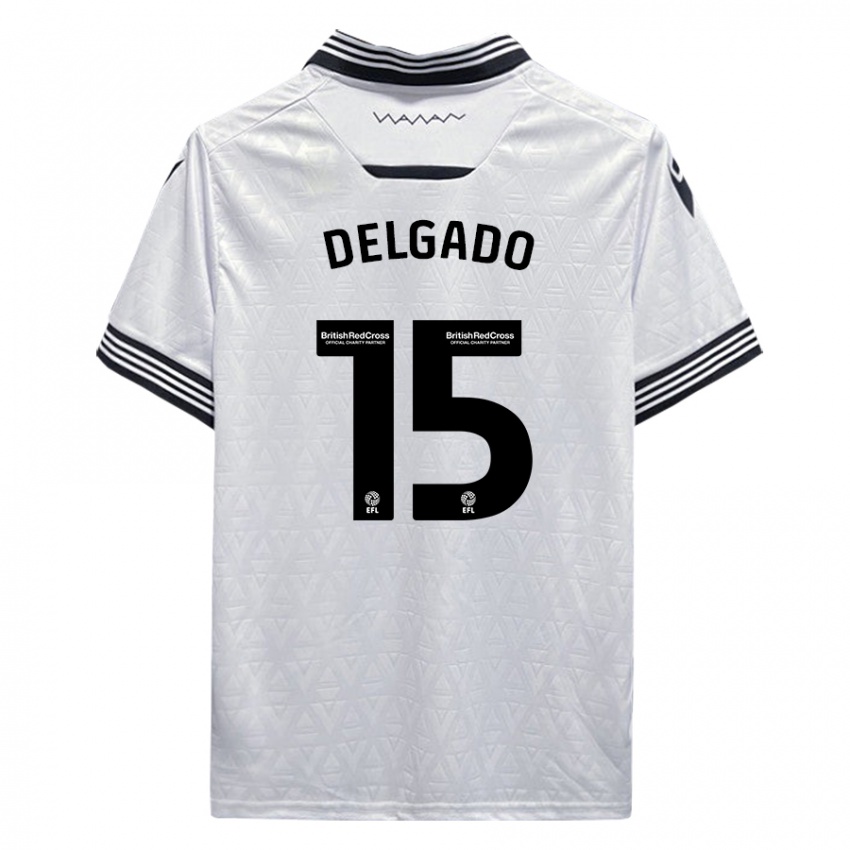 Hombre Camiseta Juan Delgado #15 Blanco 2ª Equipación 2023/24 La Camisa Argentina