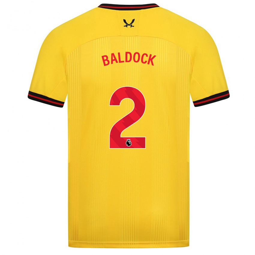 Hombre Camiseta George Baldock #2 Amarillo 2ª Equipación 2023/24 La Camisa Argentina