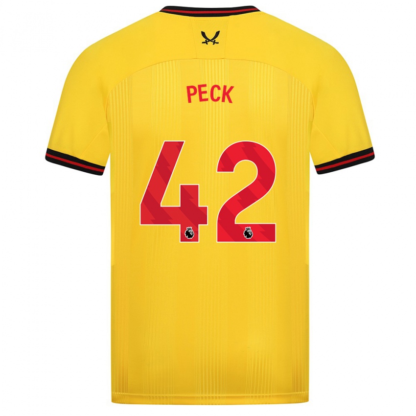 Hombre Camiseta Sydie Peck #42 Amarillo 2ª Equipación 2023/24 La Camisa Argentina