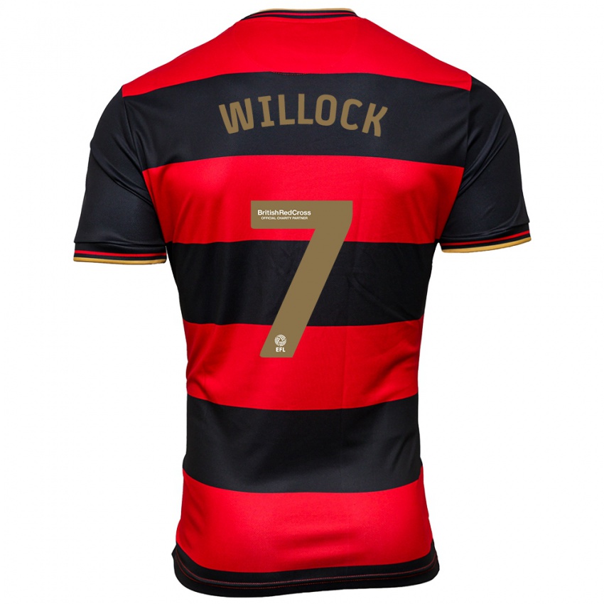 Hombre Camiseta Chris Willock #7 Negro Rojo 2ª Equipación 2023/24 La Camisa Argentina