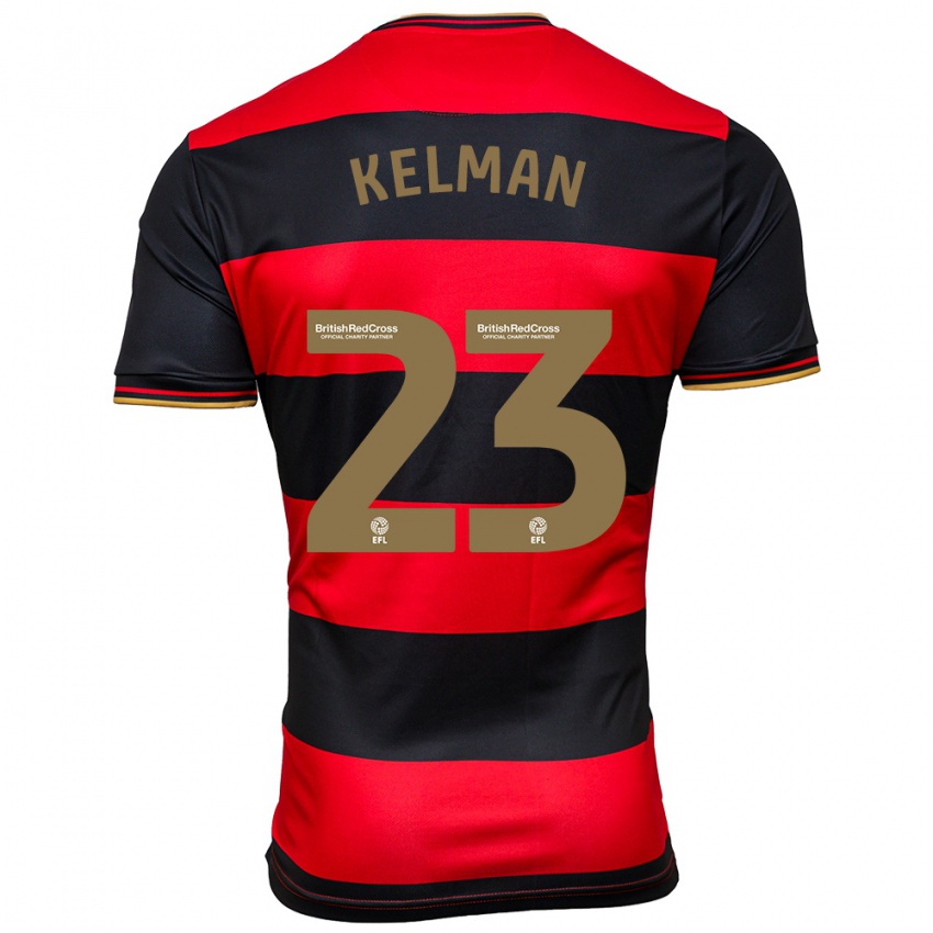 Hombre Camiseta Charlie Kelman #23 Negro Rojo 2ª Equipación 2023/24 La Camisa Argentina