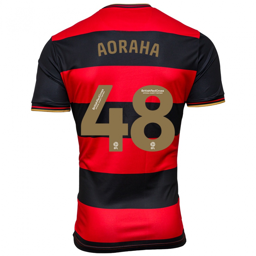 Hombre Camiseta Alexander Aoraha #48 Negro Rojo 2ª Equipación 2023/24 La Camisa Argentina