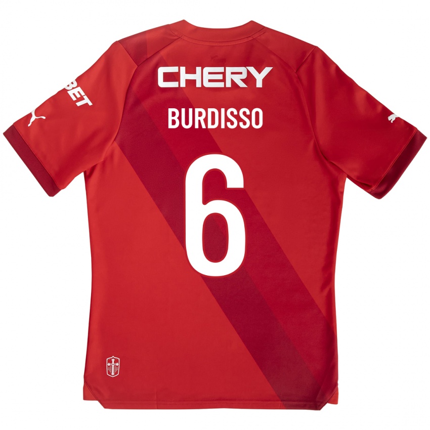 Hombre Camiseta Guillermo Burdisso #6 Rojo 2ª Equipación 2023/24 La Camisa Argentina