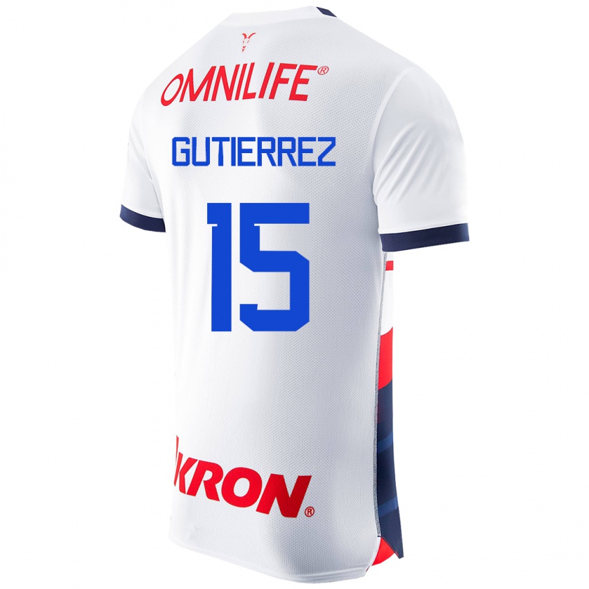 Hombre Camiseta Erick Gutierrez #15 Blanco 2ª Equipación 2023/24 La Camisa Argentina