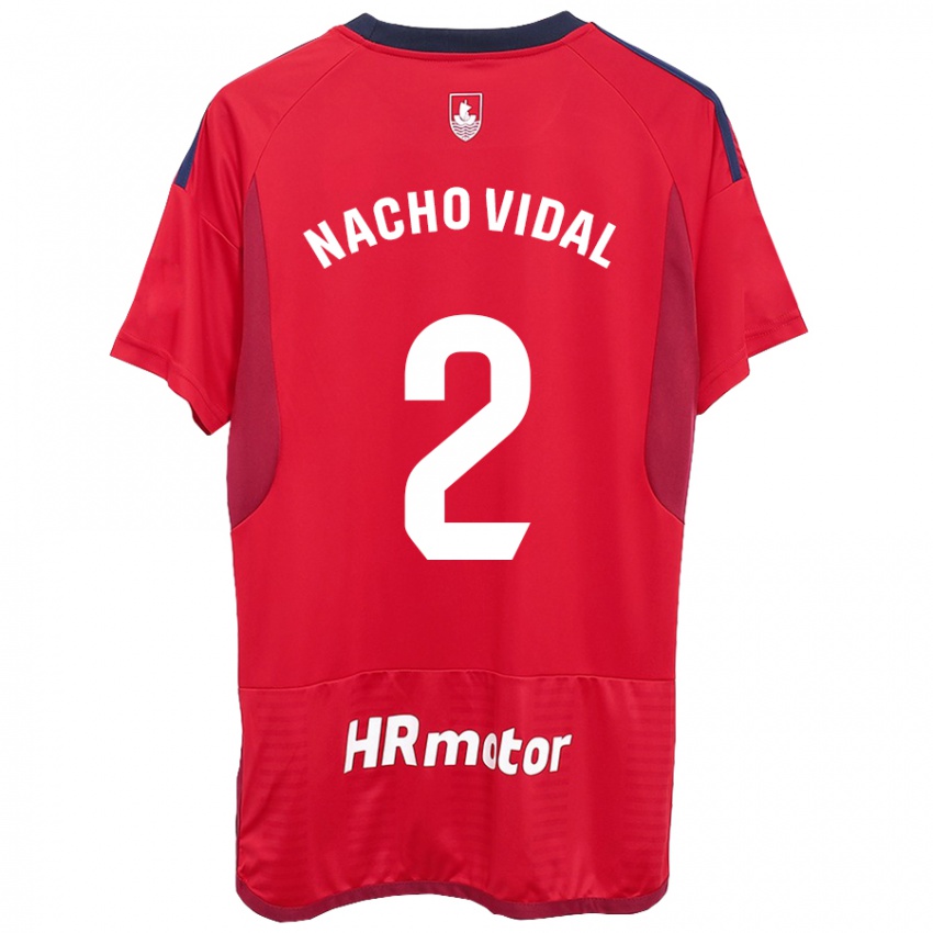 Mujer Camiseta Nacho Vidal #2 Rojo 1ª Equipación 2023/24 La Camisa Argentina