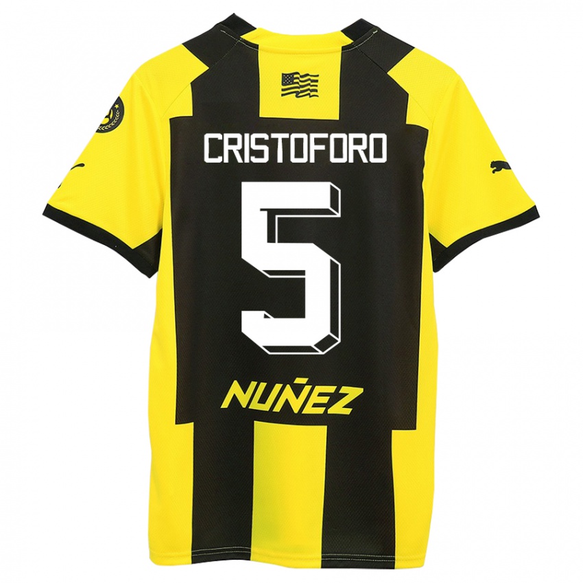 Mujer Camiseta Sebastián Cristóforo #5 Amarillo Negro 1ª Equipación 2023/24 La Camisa Argentina
