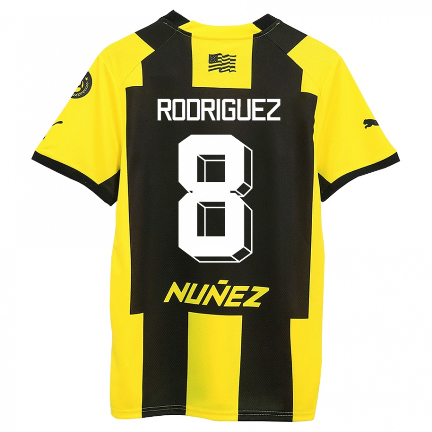 Mujer Camiseta Sebastián Rodríguez #8 Amarillo Negro 1ª Equipación 2023/24 La Camisa Argentina