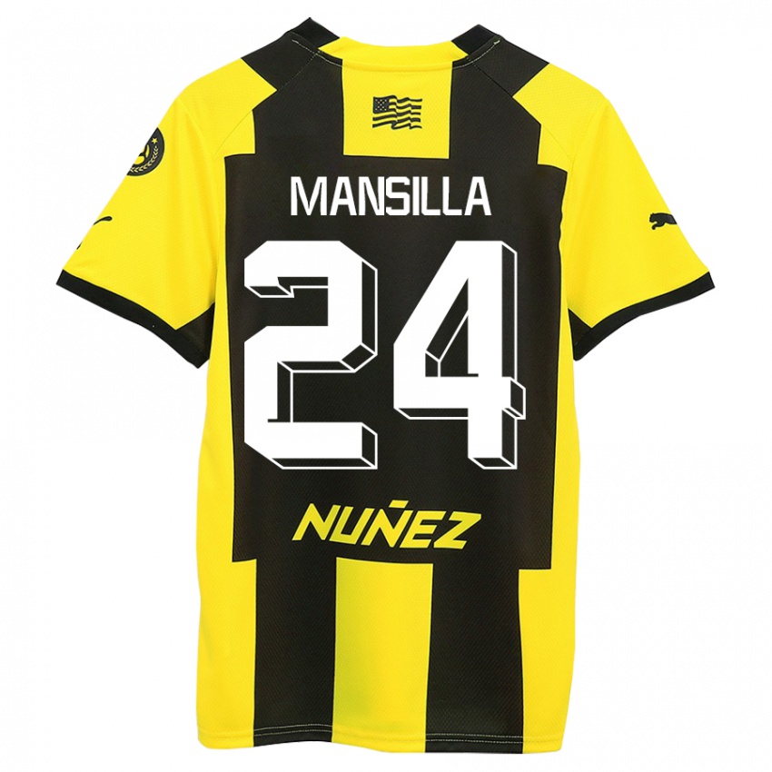 Mujer Camiseta Brian Mansilla #24 Amarillo Negro 1ª Equipación 2023/24 La Camisa Argentina