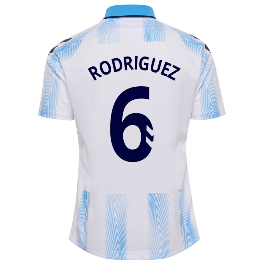 Mujer Camiseta Rafa Rodríguez #6 Blanco Azul 1ª Equipación 2023/24 La Camisa Argentina