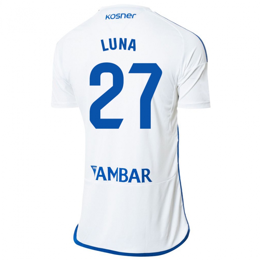 Mujer Camiseta Marcos Luna #27 Blanco 1ª Equipación 2023/24 La Camisa Argentina