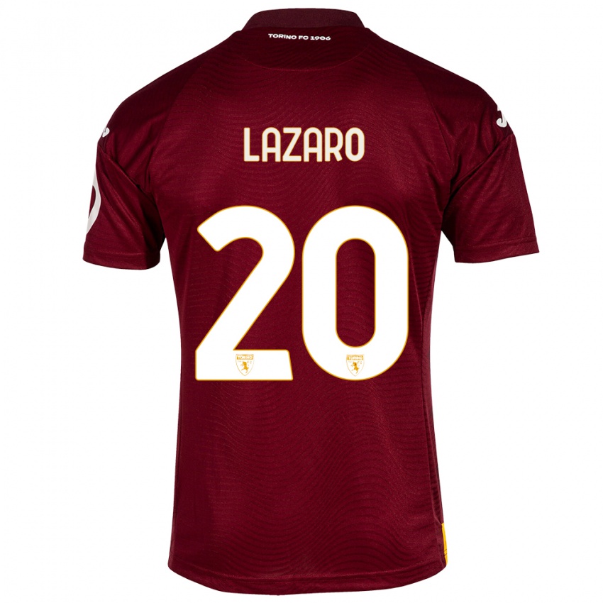 Mujer Camiseta Valentino Lazaro #20 Rojo Oscuro 1ª Equipación 2023/24 La Camisa Argentina