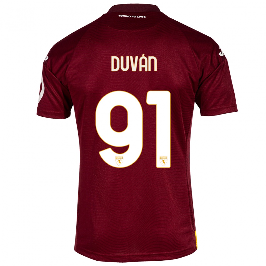 Mujer Camiseta Duvan Zapata #91 Rojo Oscuro 1ª Equipación 2023/24 La Camisa Argentina