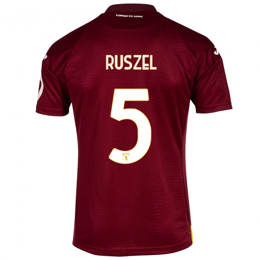 Mujer Camiseta Marcel Ruszel #5 Rojo Oscuro 1ª Equipación 2023/24 La Camisa Argentina