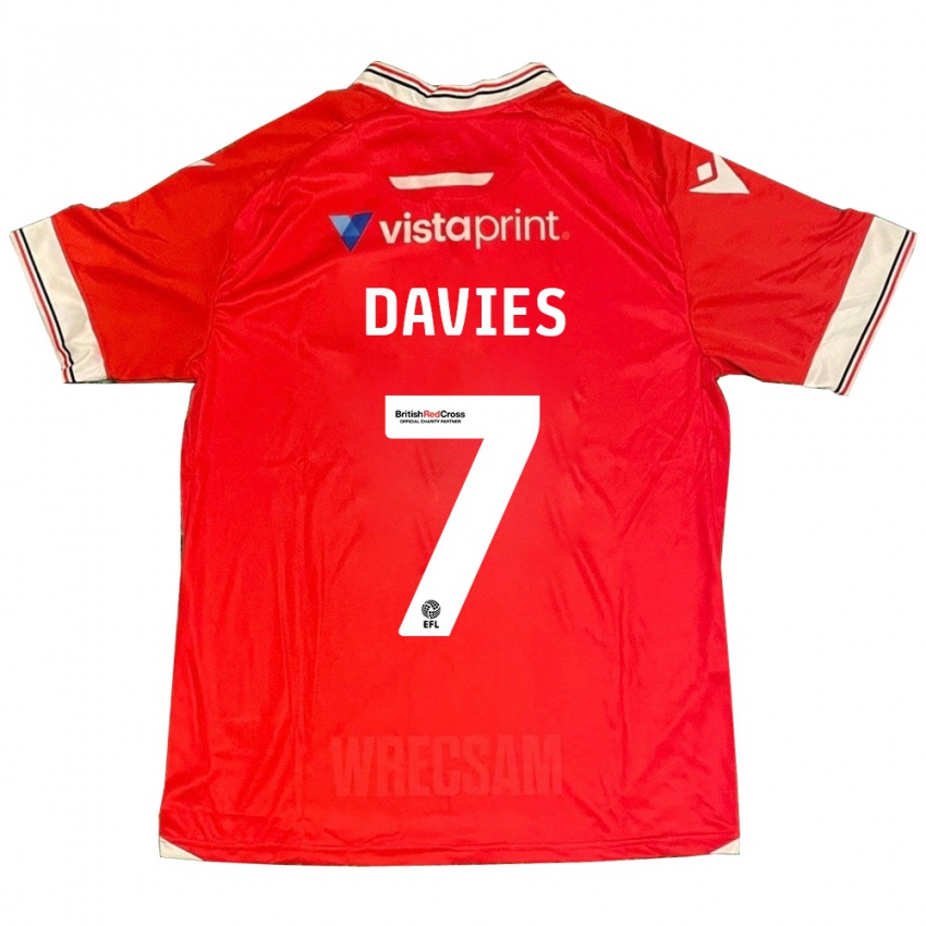 Mujer Camiseta Jordan Davies #7 Rojo 1ª Equipación 2023/24 La Camisa Argentina