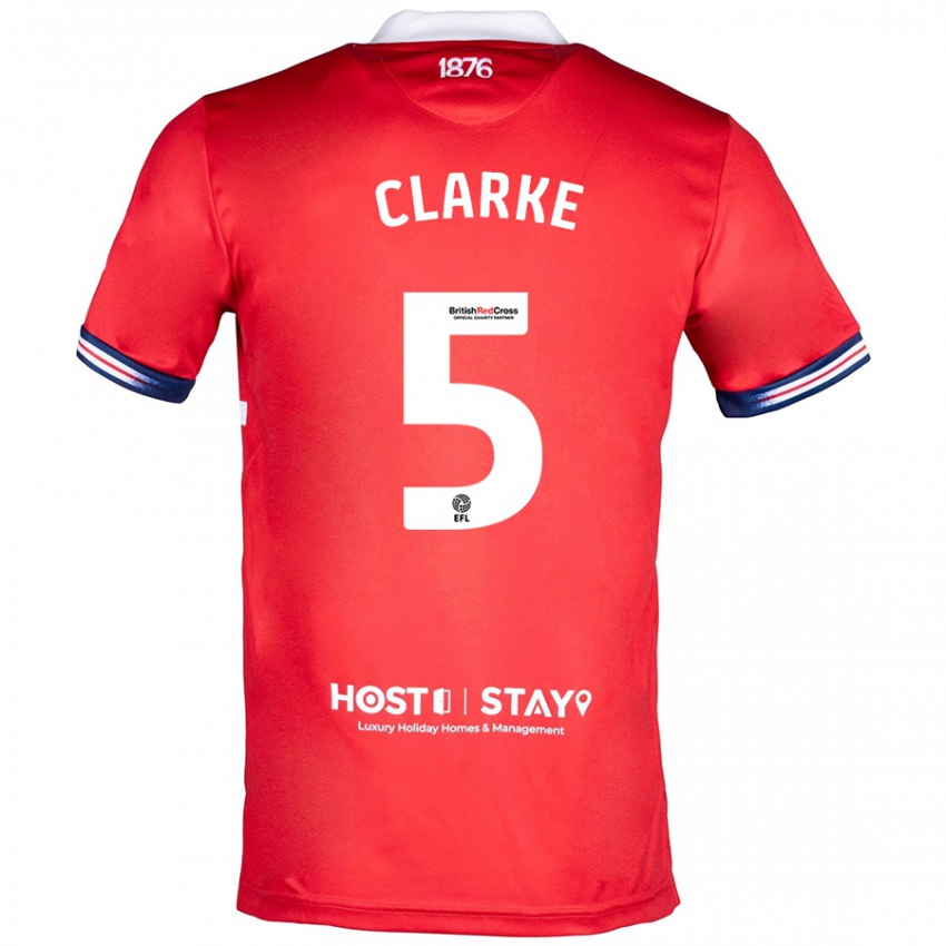 Mujer Camiseta Matt Clarke #5 Rojo 1ª Equipación 2023/24 La Camisa Argentina