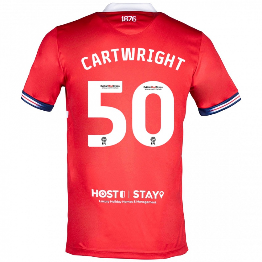 Mujer Camiseta Fin Cartwright #50 Rojo 1ª Equipación 2023/24 La Camisa Argentina