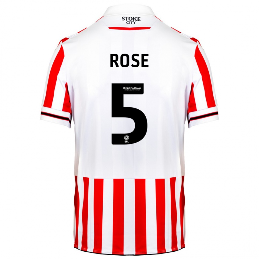 Mujer Camiseta Michael Rose #5 Rojo Blanco 1ª Equipación 2023/24 La Camisa Argentina