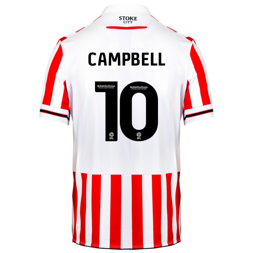 Mujer Camiseta Tyrese Campbell #10 Rojo Blanco 1ª Equipación 2023/24 La Camisa Argentina