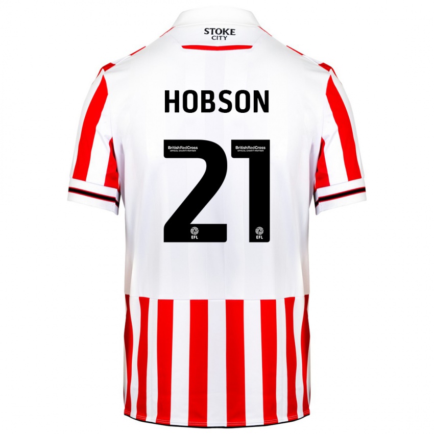 Mujer Camiseta Elizabeth Hobson #21 Rojo Blanco 1ª Equipación 2023/24 La Camisa Argentina