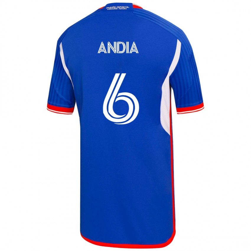 Mujer Camiseta Yonathan Andía #6 Azul 1ª Equipación 2023/24 La Camisa Argentina