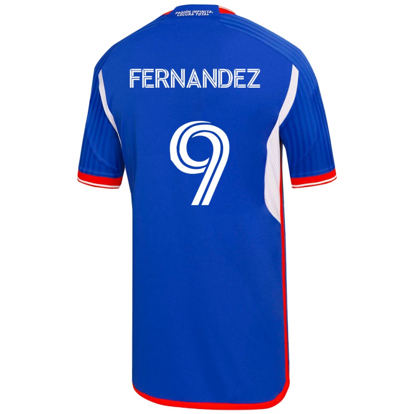 Mujer Camiseta Leandro Fernández #9 Azul 1ª Equipación 2023/24 La Camisa Argentina