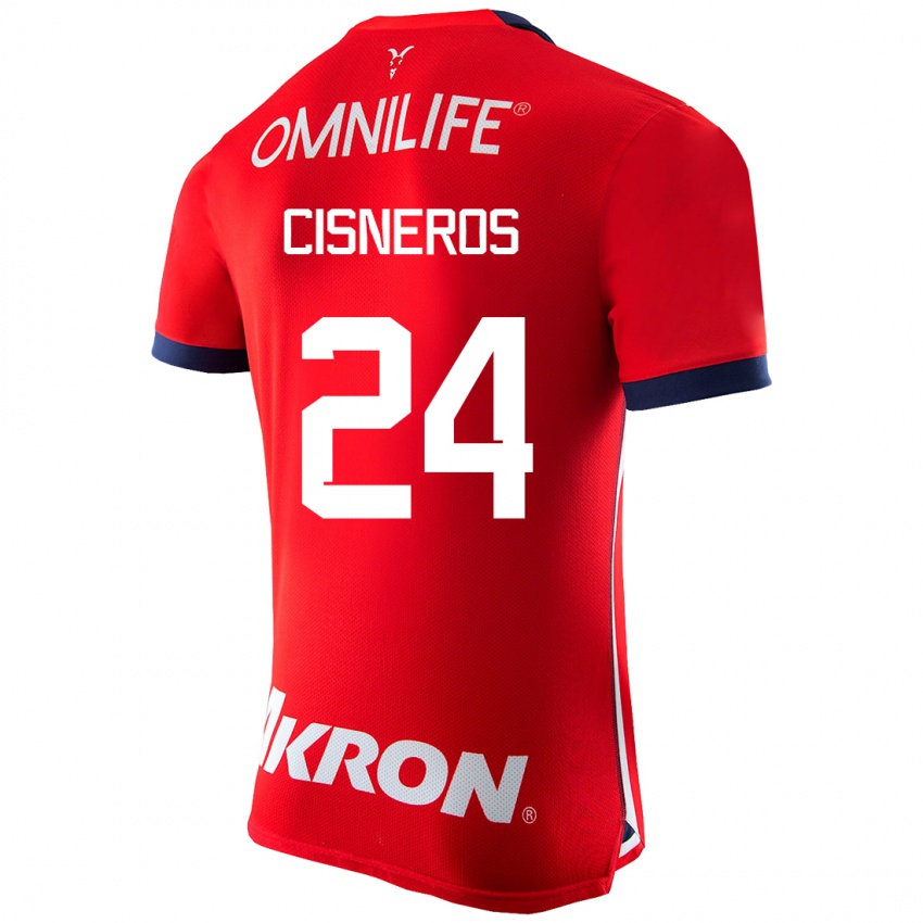 Mujer Camiseta Carlos Cisneros #24 Rojo 1ª Equipación 2023/24 La Camisa Argentina