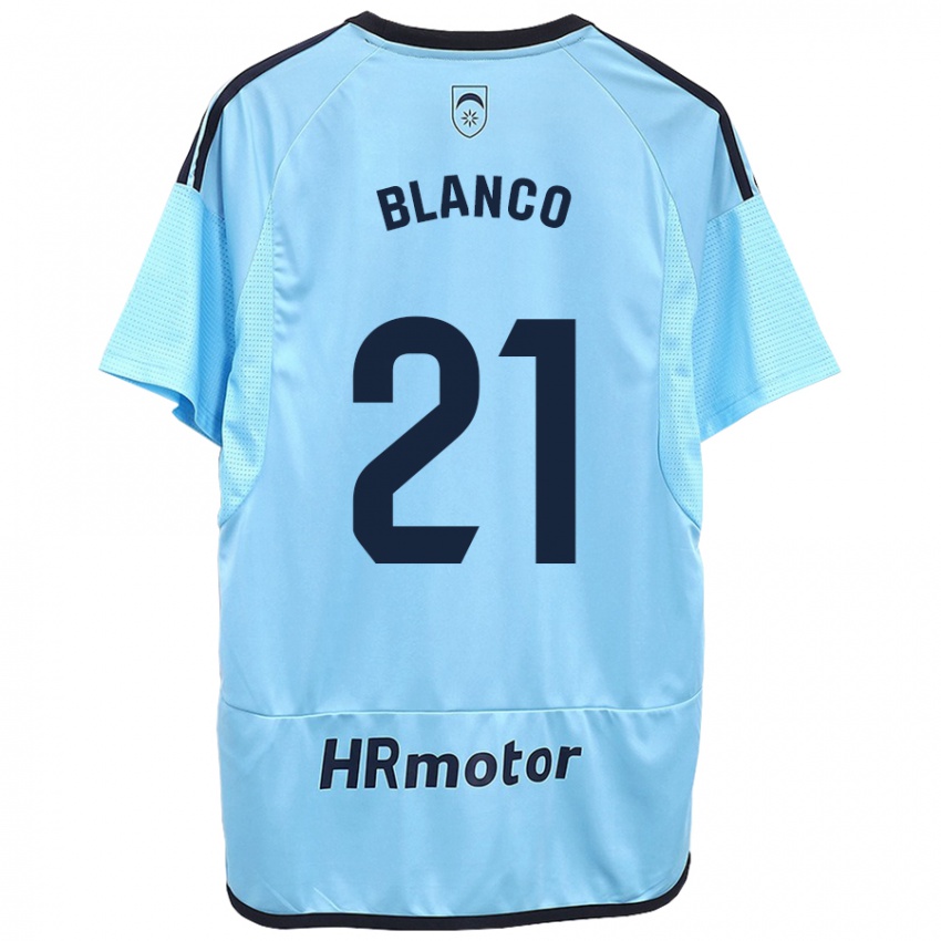 Mujer Camiseta Alexia Blanco Llacuno #21 Azul 2ª Equipación 2023/24 La Camisa Argentina